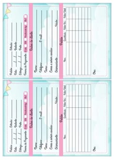 two blank checks are shown in pink and blue with stars on the top, one is for