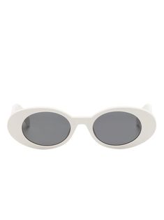 optical white acetate oval frame tinted lenses UV-protective lenses logo-engraved arm sculpted arms with curved tips These glasses come with a protective case. Sculpted Arms, Lens Logo, Sunglasses White, White Sunglasses, Oval Frame, Mermaid Party, Palm Angels, Sunglass Frames, Protective Cases