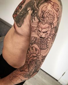 Tattoo in progress by: @tristen_chronicink Sun Wukong Tattoo, Wukong Tattoo, Monkey King Tattoo, Tattoo Style Art, The Monkey King, P Tattoo, Monkey Tattoos, Buddha Tattoos