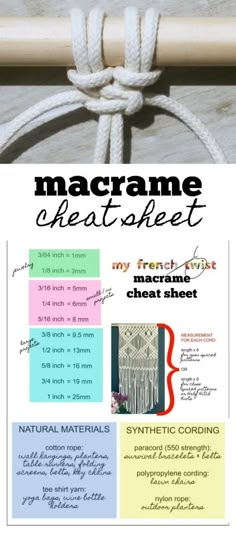 the macrame chart with instructions for how to make it