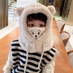 Color: B Bear Ears Scarf, Bear Hat Winter, Scarf Mask, Cold Weather Hats, Hood Hat, Backless Dress Summer, Fleece Scarf, Kids Fleece, Animal Hats