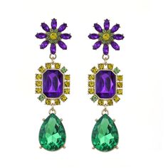 PRICES MAY VARY. ♥ ★ Mardi Gras Earrings -- Are you ready to let your wild side out? Be the life of the party with these festive Mardi Gras themed Fleur De Li earrings. Our statement earrings fit you like a princess to wear on parade day! Available in 5 styles Carnival themed earrings, including crown earrings, mask earrings, flower earrings and letter earrings. Ladies - be beauty, accessorize, no Carnival celebration would be complete without those finishing touches ♥ ★Sparkly Carnival Earring- Party Dangle Flower Earrings, Purple Party Jewelry, Party Flower Dangle Earrings, Party Flower Dangle Earrings For Pierced Ears, Eye-catching Dangle Earrings For Party, Eye-catching Drop Earrings For Party, Purple Crystal Earrings For Party, Purple Drop Earrings For Party, Green Dangle Flower Earrings For Party