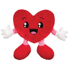 a red heart stuffed animal with arms and legs