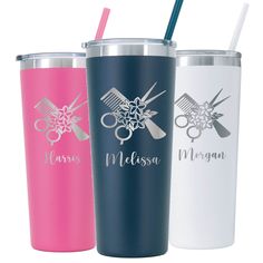 PRICES MAY VARY. SHIPS FAST - We will ship your item within two(2) business days of receiving your order. PERSONALIZED - Each tumbler is a unique creation made just for you. QUALITY LASER ENGRAVING - Your design and personalized text will be permanently laser engraved on your tumbler, so it will last for years. Tumblers are dishwasher safe. INSULATED - These stainless steel tumblers are vacuum insulated and keep your drinks hot or cold for hours. Fits in your cup holder. Each tumbler is personal Cosmetology Graduation, Hairdresser Gift, Laser Engraving Machine, Grad Gifts, Cosmetology, Tumblers With Lids, Stainless Steel Tumblers, Laser Engraved, For Hair