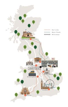 a map with buildings and trees in the shape of ireland's capital, which is located