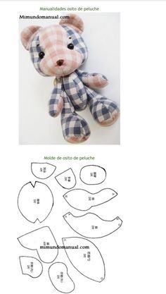 a teddy bear is shown with the instructions to make it