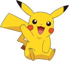 a cartoon pikachu sitting on the ground with its arms spread out and eyes wide open