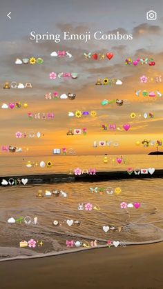 an image of a beach with many hearts on it