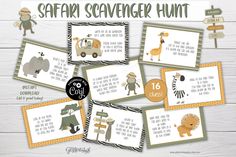 safari scavenger hunt with animals and giraffes