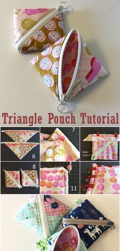 the instructions for how to make a triangle pouch