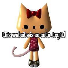 a cartoon cat with a bow on its head and the words this website is so cute, try it