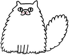 a drawing of a cat with glasses on it's face and tail, sitting in front of a white background