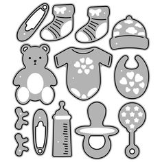 a cutout of baby items