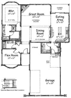 the first floor plan for a home with two master suites and an attached living area