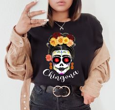 Chingona Shirt, Puerto Rican People, Sugar Skull Shirt, Spanish Christmas, Mexican Shirts, Mexican Christmas, Mexican Heritage