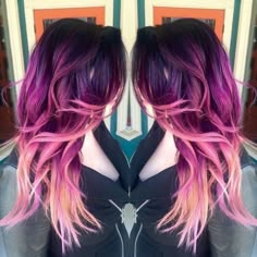 Hair Color Ideas Trendy, Magenta Hair Colors, Pink Ombre Hair, Light Pink Hair, Trendy Hairstyle