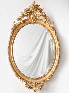 Antique gilded Louis XV-style mirror Vintage Oval Mirror, French Mirrors, Gilded Mirror, French Mirror, Classic Garden, Louis Philippe, Sunburst Mirror, Antique Frames, Oval Mirror