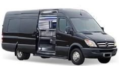 a black van is shown with the door open