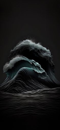 an ocean wave is shown in the dark