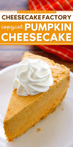 Enjoy your day with this simple pumpkin recipe! Enjoy pumpkin cheesecake with this Cheesecake Factory copycat, creamy, with spice, and topped with homemade whipped cream, you can't go wrong with this Thanksgiving dessert idea! Impressive Thanksgiving Desserts, Cheesecake Factory Pumpkin Cheesecake, Pumpkin Pie Cheesecake Recipe, Cheesecake Factory Copycat, Easy Pumpkin Dessert, Graham Cracker Recipes, Thanksgiving Sweet Treats, Pumpkin Cheesecake Recipes