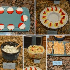 various pictures of food items displayed on plates and trays in different stages of creation