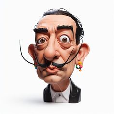 A 3D render of charicature of Salvador Dali. Father Son Photos, Black Art Tattoo, Drawing Face Expressions, Beauty Paintings, Sculpture Techniques, Japan Tattoo Design, Portrait Background, Art Photography Portrait, Metal Tattoo