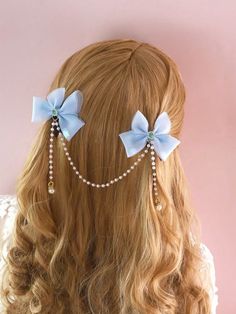 Blue Hair Accessories, Hair Tie Accessories, Fancy Bows, Blue Accessories, Kawaii Accessories, Handmade Hair Accessories