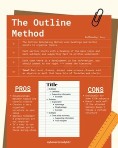 an orange poster with the words,'the outline method'and a ruler on it