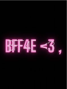 the words btf4e3 are lit up in pink