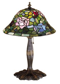 Meyda Tiffany - 26321 - One Light Table Lamp - Tiffany Rosebush - Purple/Blue Burgundy Pink Purple/Blue Victorian Table Lamps, Glass Roses, Tripod Table Lamp, Fixture Table, Tiffany Glass