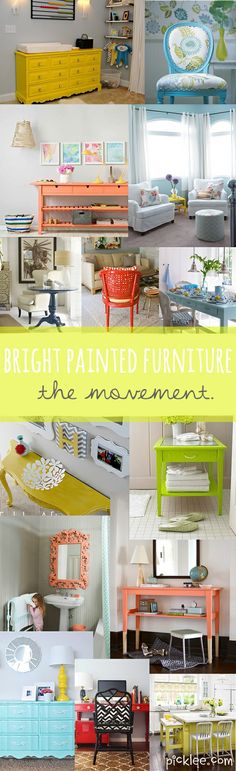 the bright painted furniture in this room is very colorful