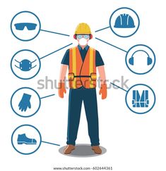 Worker Personal Protective Equipment Safety Icons Stock Vector (Royalty Free) 602644361