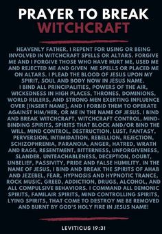 the back cover of prayer to break witchcraft