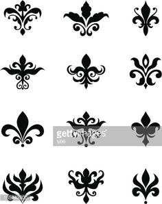 black and white fleur de l'oeuvre designs stock illustrations, clip art, cartoons