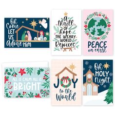 four christmas cards with different sayings