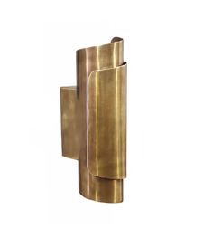 an image of a wall light that is made out of brass colored metal and has two lights on each side