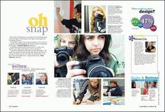 an article in a magazine with photos of people taking pictures