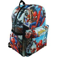 Large Backpack Measures: 16"H x 12"W x 5"D Color: Multicolor.  Gender: male.  Age Group: adult. Spiderman Backpack, Baby Backpack, Spiderman Spider, Dark Material, Boys Backpacks, Disney Alice, Disney Lilo, Llbean Backpack, Large Backpack