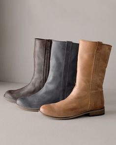 These mid-calf leather boots by Ivylee feature clean, contemporary lines and exceptional vegetable-dyed leather that will age beautifully. Pull-on style. 10 inch shaft. Women's Simone mid-calf boot by Ivylee Copenhagen. Gray Mid Calf Boots, Outfits With Mid Calf Boots, Rodeo Style, Calf Length Boots, Dark Brown Boots, Shop Boots, Rodeo Fashion, Weather Boots, Shoe Shine