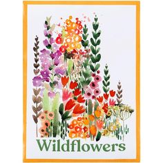 a card with wildflowers on it