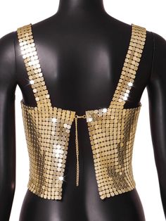 Metal crop top. Size is adjustable. Character Clothing, Sequin Pattern, Tank Top Women, Sequin Top, Rave Outfits, Top Women, Cropped Tank Top, Suspenders, Crop Tank