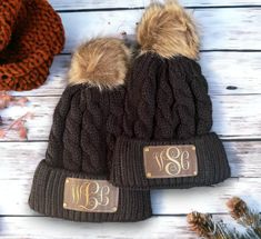 Perfect birthday or Christmas gift! NOW OFFERING SEWN-ON GENUINE LEATHER PATCHES! Great for business logos! We can also add a small genuine leather name tag! See listing pictures for examples. Women's custom personalized Pom Pom beanie with monogram / initials or full name on a vegan leather patch offered in many different colors! Sizes:  Big Kid (recommended for ages 7 and up) - Adult ** In the personalization box,  Please enter the name or monogram initials (First/LAST/middle) Also, please ent Winter Honeymoon, Girls Weekend Getaway, Girls Getaway, 6 Month Baby, Business Logos, Full Name, Pom Beanie, Christmas Gifts For Women, Custom Hats