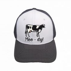 Moo-dy Cow Design on a Stylish Trucker hat for you or makes a wonderful gift! Hat has Snap Back closure in back. Many other Hat Designs available, please check out our store! www.countrytouchstore.com Farm Hat, Cow Hat, Cow Design, Snap Back, Snap Backs, Hat Designs, Trucker Cap, Caps Hats, Trucker Hat