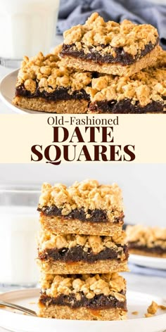 an image of chocolate chip bars stacked on top of each other with text overlay