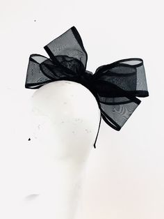 Black bow Fascinator - Bow Wedding Headpiece -chiffon and satin bow- Kentucky derby- Big bow Headband Hi, This triple bow headband has a handmade 4 inch chiffon with black satin edge. 10 inches long. It's sprayed with stiffener to hold its shape. Colors: Black Navy It's all placed on a 1/8 inch covered headband. This covered headband fits any head size and very comfortable. Plus no headaches! Pick a headband that matches Your hair color so it blends in. Light weight! For all ages...5 to 85 I am Summer Satin Bow Headband, Spring Party Hair Accessories With Satin Bow, Summer Bow Headband, Summer Decorative Bow Headband, Elegant Spring Hair Accessories With Decorative Bow, Spring Satin Bow Headband, Adjustable Summer Headband With Satin Bow, Spring Party Hair Accessories With Decorative Bow, Summer Party Hair Accessory With Decorative Bow