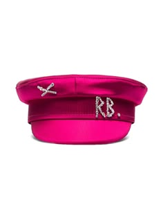 RUSLAN BAGINSKIY's baker boy cap will make a glamorous addition to your outfit. It's made from bright-pink satin and punctuated with a crystal-embellished brooch shaped into the brand's monogram. Pretty in pink. Featuring a crystal-embellished logo plaque. Baker Boy Cap, Catty Noir, Baker Boy Hat, Fotografi Digital, Gentlemen Prefer Blondes, Baker Boy, Boy Hat, Pink Hat, Head Accessories