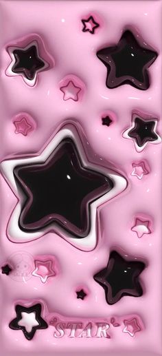 a pink background with black and white stars