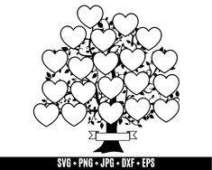 a tree with hearts on it and the words svg png - jpp - dxf - eps