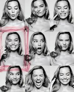 a woman making faces with different expressions