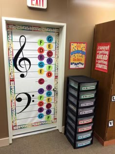 a door decorated with music notes and trebles